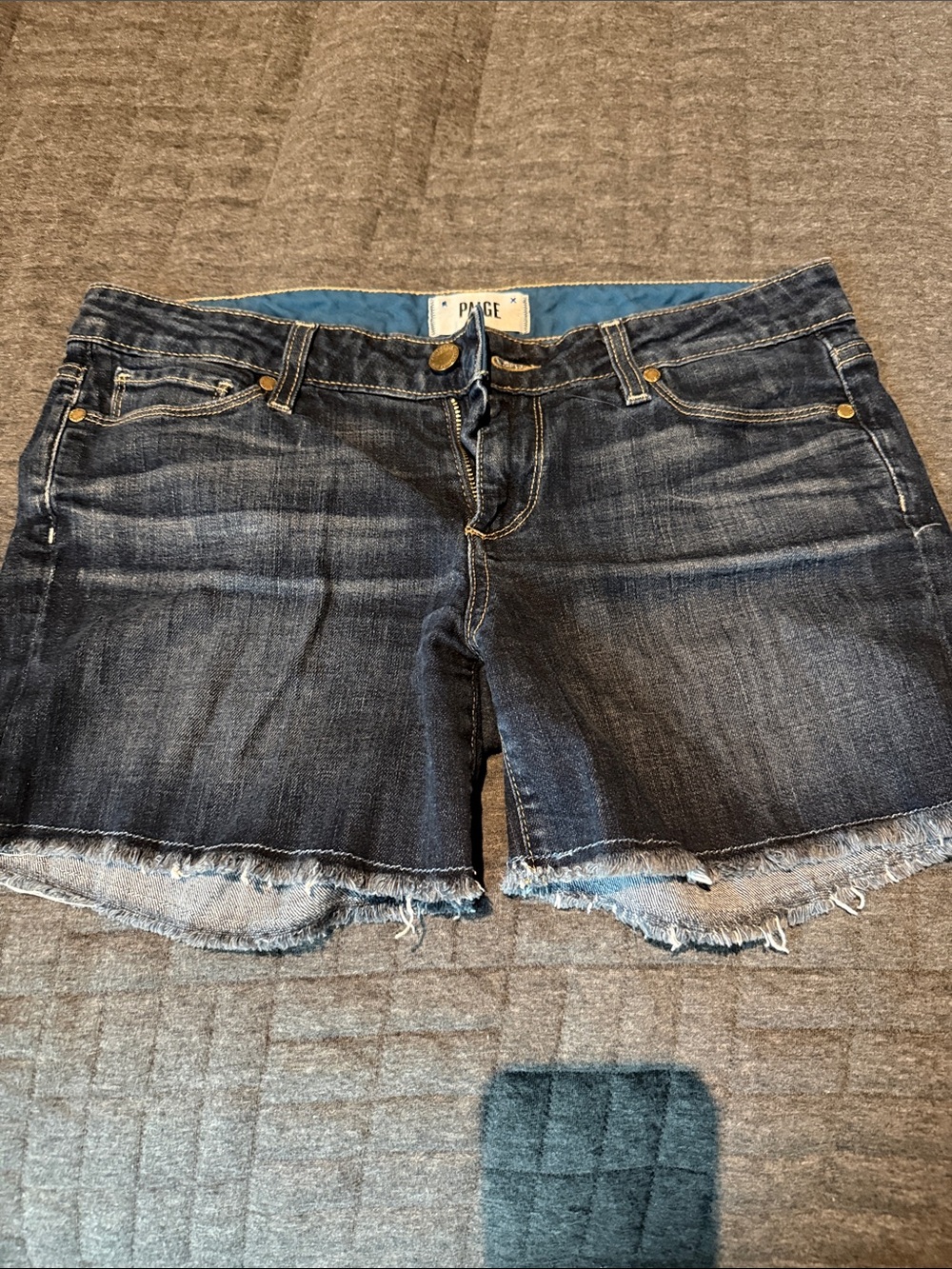 Paige Dark Blue Jimmy Jimmy Short Denim Shorts